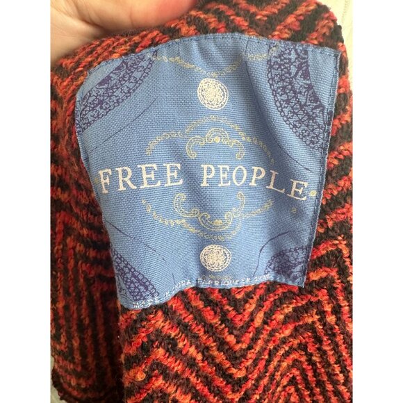 FREE PEOPLE Herringbone Button Jacket Coat Size 2 - Picture 3 of 4